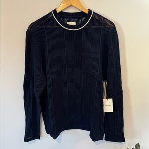 Aime Leon Dore Long Sleeve Mesh Knit Sweater Tee Navy Mens Large NWT